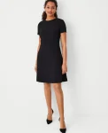 Ann Taylor Petite Dresses|Petite Suits|The Petite Flare Dress In Fluid Crepe Black