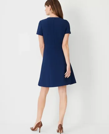Ann Taylor Petite Dresses|Petite Suits|The Petite Flare Dress In Fluid Crepe Pure Sapphire
