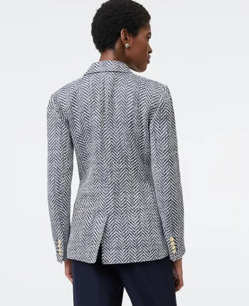 Ann Taylor Petite Jackets And Blazers|New Petite Styles|The Petite Greenwich Blazer In Herringbone Tweed Speckled Navy/White