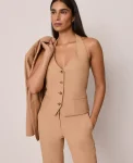Ann Taylor Petite Jackets And Blazers|Petite Suits|The Petite Halter Vest Sesame