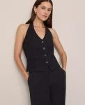 Ann Taylor Jackets And Blazers|Petite Jackets And Blazers|The Petite Halter Vest In Pinstripe Navy/White Pinstripe