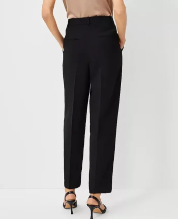 Ann Taylor Petite Pants|Petite Suits|The Petite High Rise Pleated Taper Pant In Fluid Crepe Black