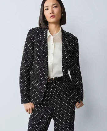 Ann Taylor Jackets And Blazers|Suits|The Petite Hutton Blazer In Dotted Crepe Black