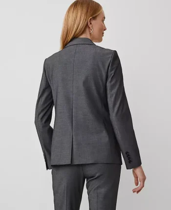 Ann Taylor Petite Jackets And Blazers|Petite Suits|The Petite Long One Button Blazer In Bi-Stretch Dark Grey