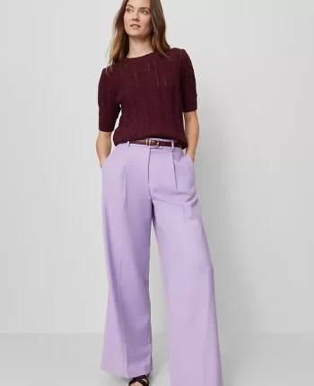 Ann Taylor Suits|Suits|The Petite Modern Wide Leg Trouser Lavender Petal