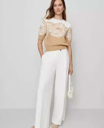 Ann Taylor Petite Pants|The Petite Modern Wide Leg Trouser Winter White