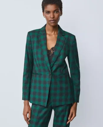 Ann Taylor Jackets And Blazers|Suits|The Petite Notched One Button Blazer In Plaid Ponderosa Pine