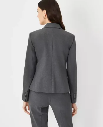 Ann Taylor Petite Jackets And Blazers|Petite Suits|The Petite Notched One Button Blazer In Seasonless Stretch Modern Charcoal