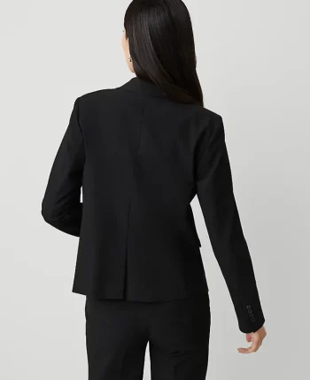 Ann Taylor Petite Jackets And Blazers|Petite Suits|The Petite Notched One Button Blazer In Seasonless Stretch Core Black