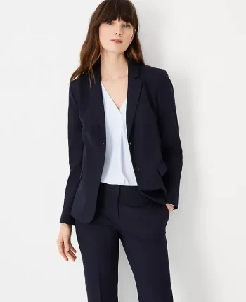 Ann Taylor Petite Jackets And Blazers|Petite Suits|The Petite Notched Two Button Blazer In Seasonless Stretch Deep Navy Sky