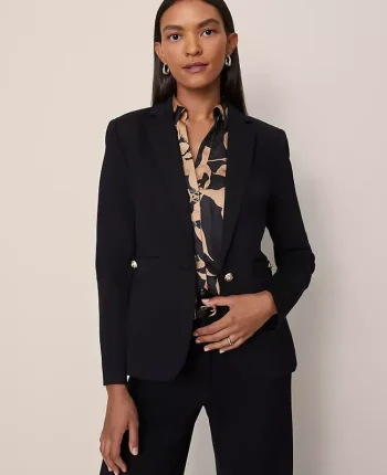 Ann Taylor Jackets And Blazers|Suits|The Petite One Button Blazer In Ponte Black