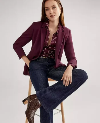 Ann Taylor Jackets And Blazers|Suits|The Petite One Button Blazer In Ponte Poised Plum