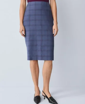 Ann Taylor Petite Skirts|Petite Suits|The Petite Pencil Skirt In Plaid Blue Plaid Multi