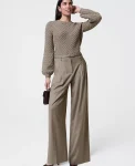 Ann Taylor Petite Pants|Petite Pants|The Petite Pleated Wide-Leg Pant Dried Moss