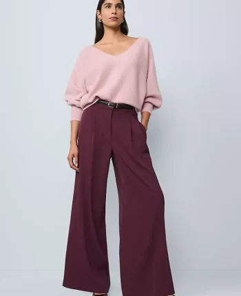 Ann Taylor Pants|Petite Pants|The Petite Pleated Wide Leg Pant In Bi-Stretch Poised Plum