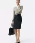 Ann Taylor Petite Skirts|Petite Suits|The Petite Pocket Midi Skirt In Fluid Crepe Black