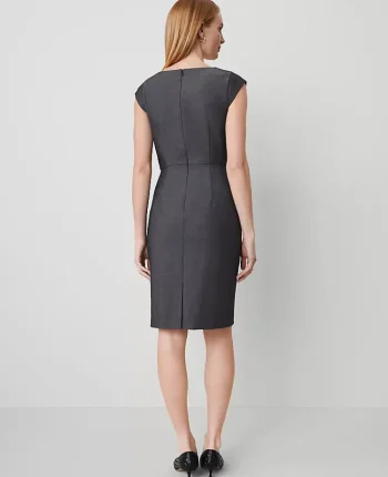Ann Taylor Petite Dresses|Petite Suits|The Petite Scoop Neck Dress In Bi-Stretch Dark Grey