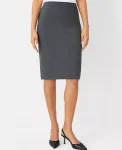 Ann Taylor Petite Skirts|Petite Suits|The Petite Seamed Pencil Skirt In Seasonless Stretch - Curvy Fit Modern Charcoal
