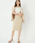 Ann Taylor Petite Skirts|Petite Suits|The Petite Seamed Pencil Skirt In Bi-Stretch Toasted Oat