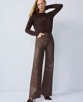 Ann Taylor Jeans|Petite Jeans|The Petite Shimmer Wide Leg Jean Copper Sparkle