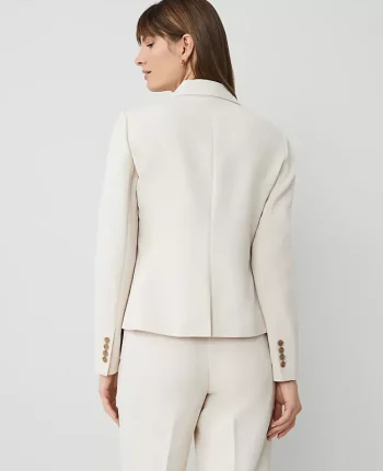 Ann Taylor Petite Jackets And Blazers|Petite Suits|The Petite Shorter One Button Blazer In Fluid Crepe Ivory Whisper