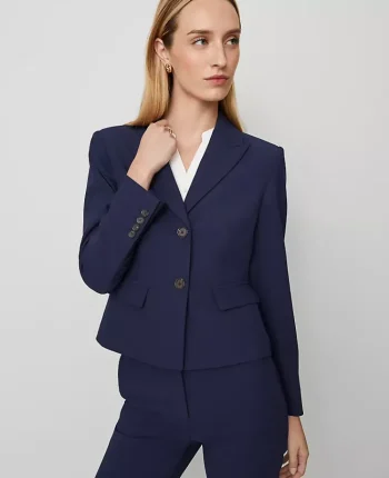 Ann Taylor Petite Jackets And Blazers|Petite Suits|The Petite Shorter Two Button Blazer In Bi-Stretch Pure Sapphire