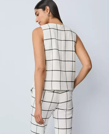 Ann Taylor Tops And Blouses|The Petite Shoulder Button Top In Windowpane Winter White