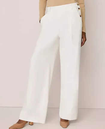 Ann Taylor Pants|Petite Pants|The Petite Side Button Wide Leg Pant Winter White