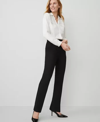 Ann Taylor Petite Pants|Petite Suits|The Petite Side Zip Straight Pant In Bi-Stretch Black