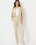 Ann Taylor Petite Pants|Petite Suits|The Petite Side Zip Straight Pant In Bi-Stretch Toasted Oat