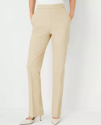 Ann Taylor Petite Pants|Petite Suits|The Petite Side Zip Straight Pant In Bi-Stretch Toasted Oat