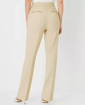 Ann Taylor Petite Pants|Petite Suits|The Petite Side Zip Straight Pant In Bi-Stretch - Curvy Fit Toasted Oat