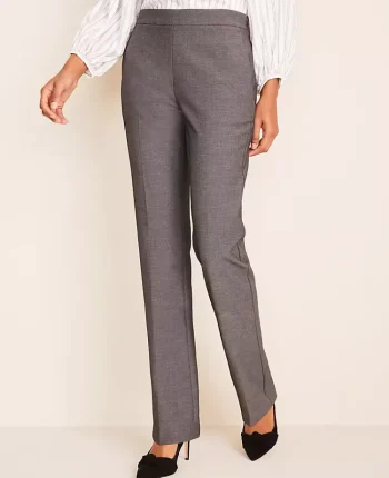 Ann Taylor Petite Pants|Petite Suits|The Petite Side Zip Straight Pant In Bi-Stretch Dark Grey