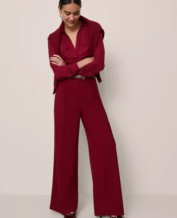 Ann Taylor Petite Pants|The Petite Statement Palazzo Pant Cherry Pie