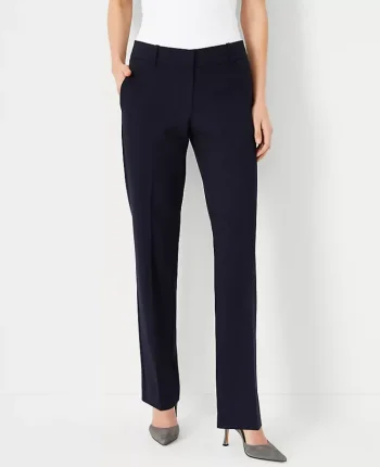Ann Taylor Petite Pants|Petite Suits|The Petite Straight Pant In Seasonless Stretch Deep Navy Sky
