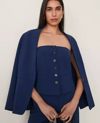 Ann Taylor Petite Jackets And Blazers|Petite Suits|The Petite Strapless Vest In Fluid Crepe Pure Sapphire