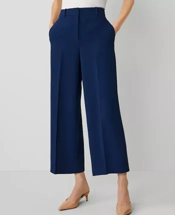 Ann Taylor Petite Pants|Petite Suits|The Petite Wide Leg Crop Pant In Fluid Crepe Pure Sapphire
