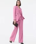 Ann Taylor Petite Pants|Petite Suits|The Petite Wide-Leg Flare Trouser In Fluid Crepe Smokey Rose