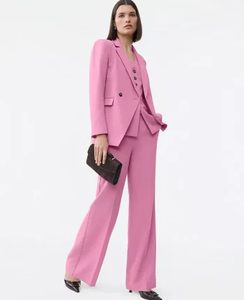 Ann Taylor Petite Pants|Petite Suits|The Petite Wide-Leg Flare Trouser In Fluid Crepe Smokey Rose