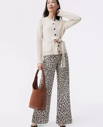 Ann Taylor Petite Jeans|New Petite Styles|The Petite Wide-Leg Jean In Animal Print Pale Linen