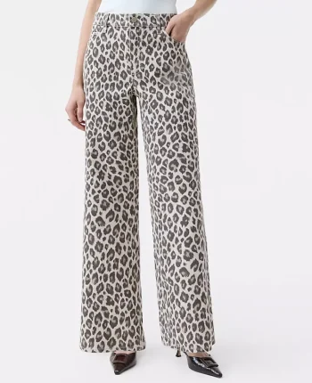 Ann Taylor Petite Jeans|New Petite Styles|The Petite Wide-Leg Jean In Animal Print Pale Linen