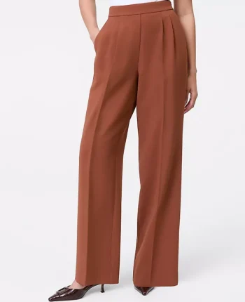 Ann Taylor Petite Pants|Petite Suits|The Petite Wide-Leg Pant In Crinkle Crepe Tortoise Shell Brown