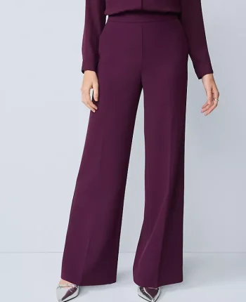 Ann Taylor Suits|Suits|The Petite Wide Leg Pant In Fluid Crepe &mdash; Curvy Fit Winter Bloom