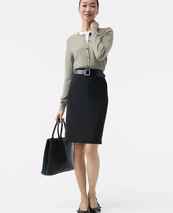 Ann Taylor Skirts|Suits|The Pocket Midi Skirt In Fluid Crepe Black