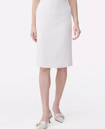 Ann Taylor Skirts|Suits|The Pocket Midi Skirt In Fluid Crepe Ivory Whisper
