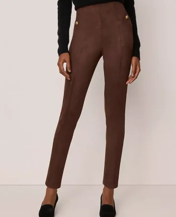 Ann Taylor Pants|The Polished Legging In Faux Suede Dark Brown