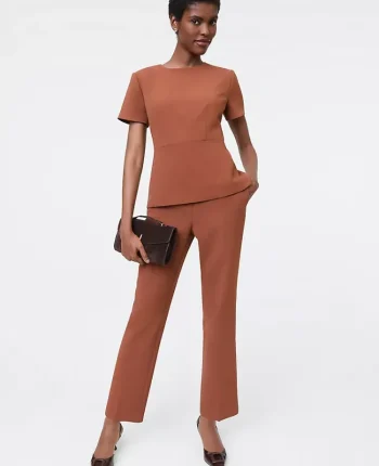 Ann Taylor Suits|Suits|The Relaxed Ankle Pant In Crinkle Crepe Tortoise Shell Brown