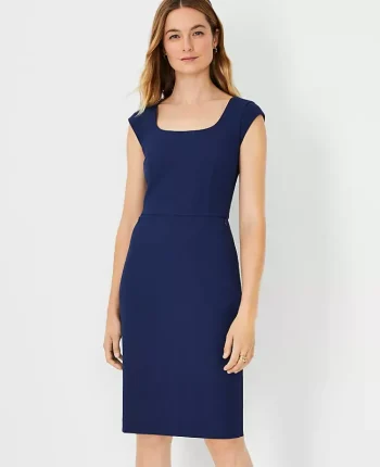 Ann Taylor Suits|Suits|The Scoop Neck Zip Pocket Dress In Bi-Stretch Pure Sapphire