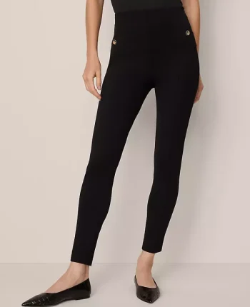 Ann Taylor Pants|The Seamed Button Legging In Ponte Black