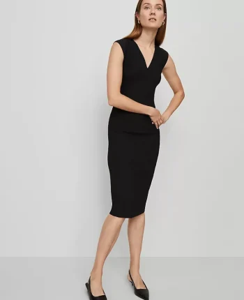 Ann Taylor Suits|Suits|The Seamed V-Neck Sheath Dress In Bi-Stretch Black